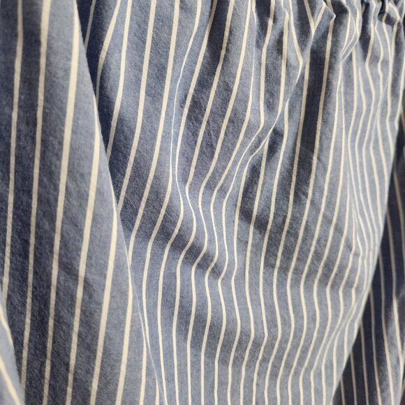 Nordstrom Lush 100% Cotton Off Shoulder French AllureBlue Striped Shirt Medium - Picture 4 of 7